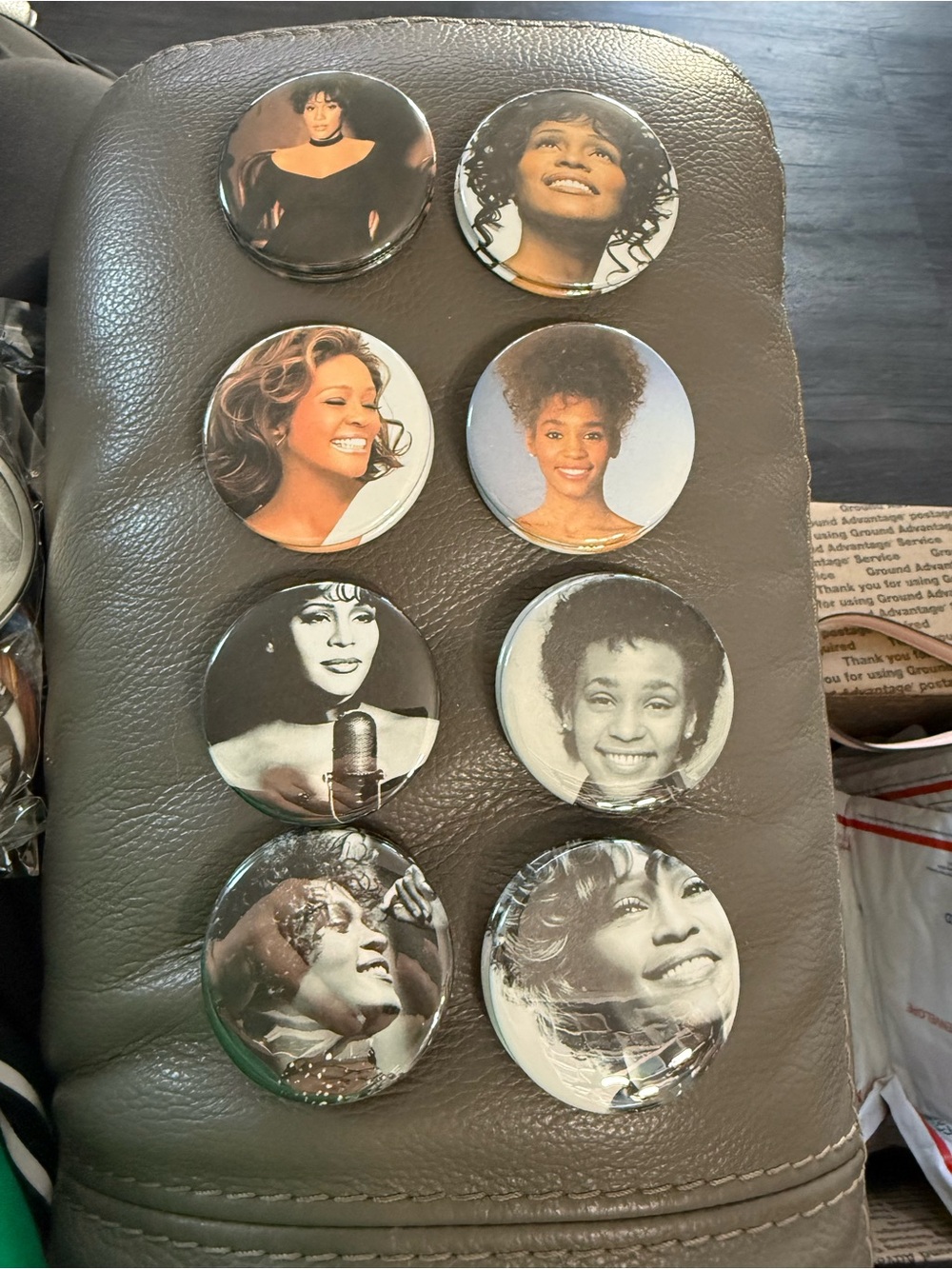 Whitney Houston Portrait Pinback Magnets- Black & White + Color set of 2